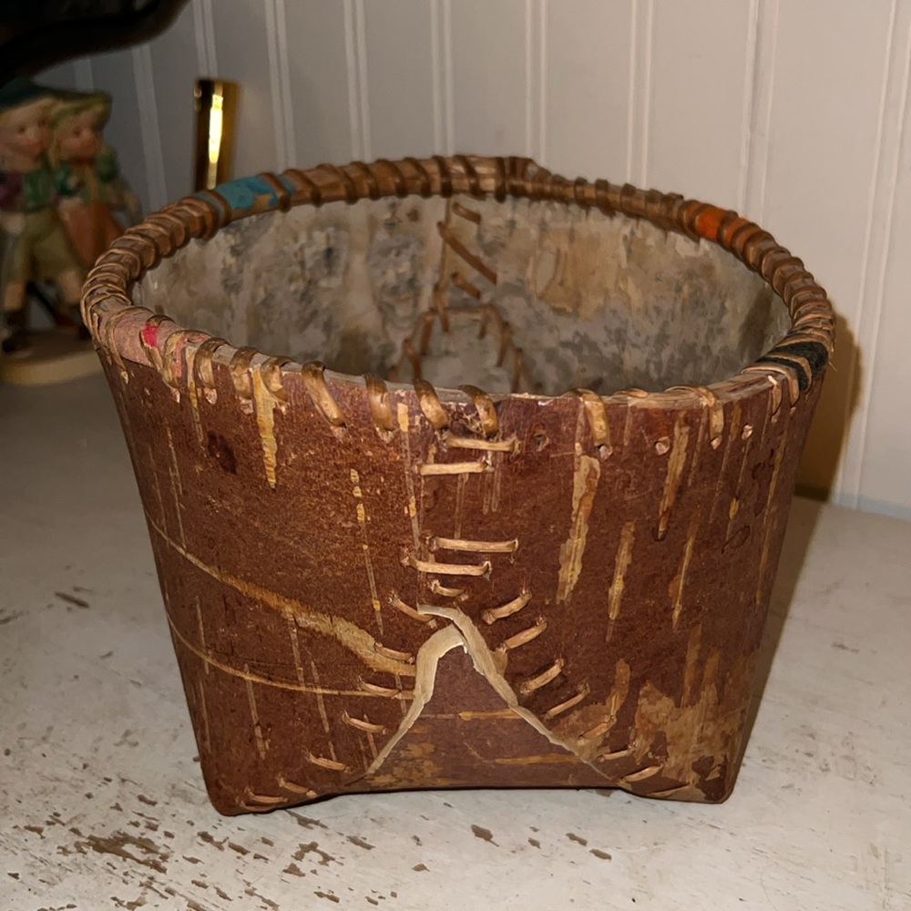 Rustic Brown Birch Bark Basket